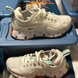 Reebok Cream and Green Athletic Shoes